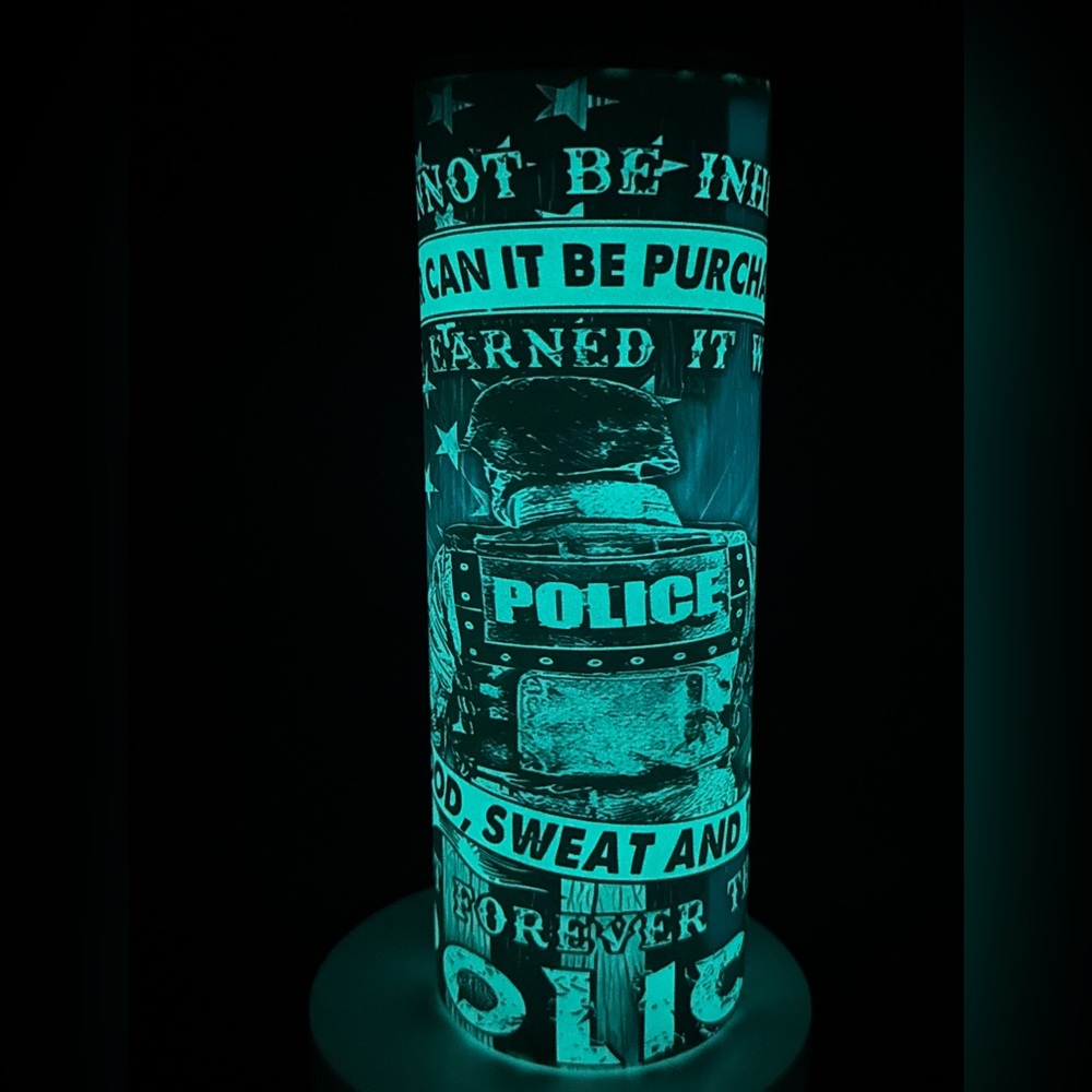 💙 Thin Blue Line Police Glow-in-the-Dark 20oz Tumbler 🚔